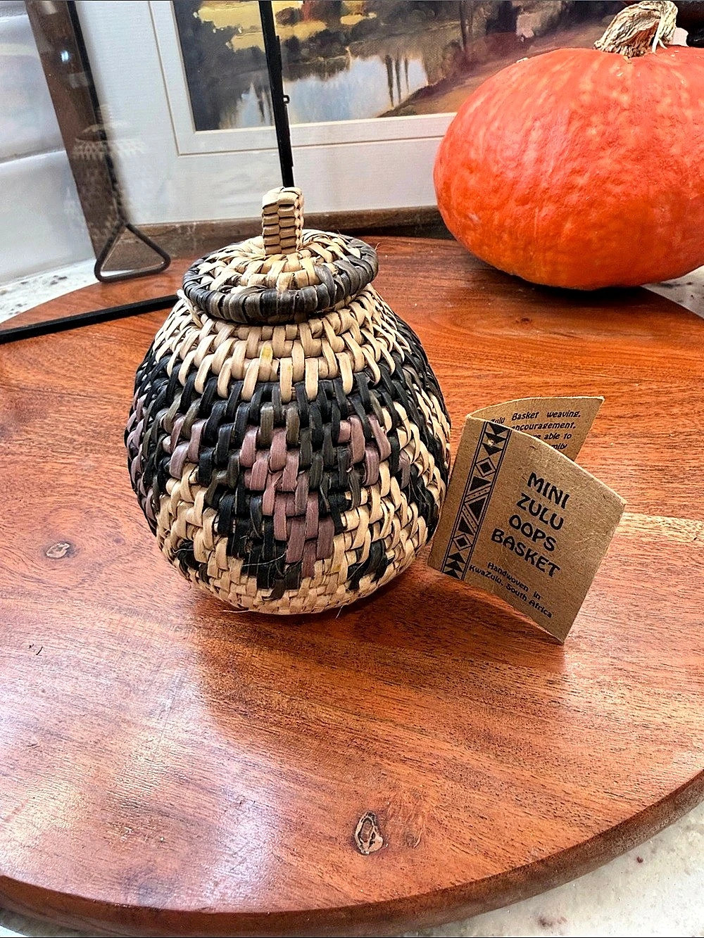 Mini Zulu Oops Basket Handwoven Brown & Black NWT